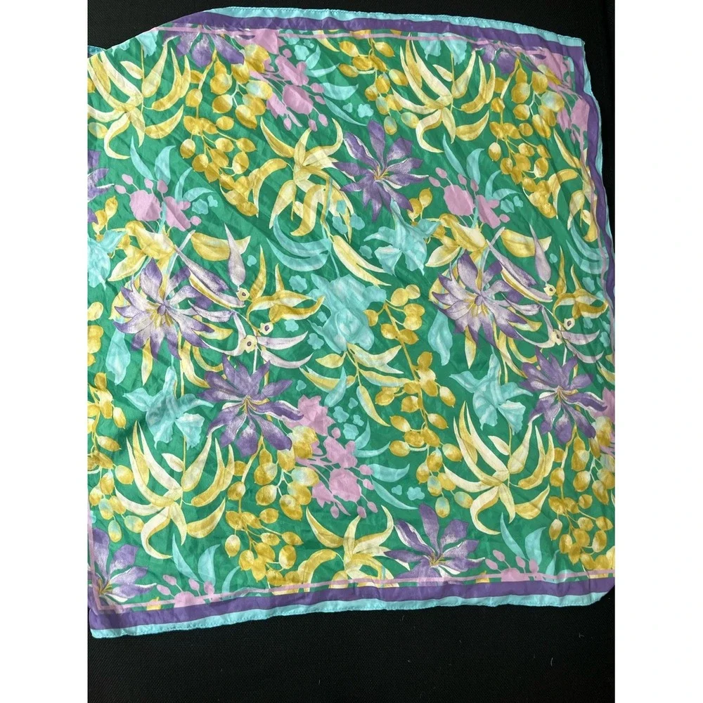 Zara Floral Print scarf Turquoise, Yellow, Purple, Pink